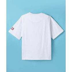 Pine Kids Marvel Terry Knit Half Sleeves T-Shirt With Foil Captain America Shield Print - White