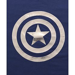 Pine Kids Marvel Terry Knit Half Drop Shoulder Sleeves T-Shirt with Captain America Graphics & Silver Foil Detailing - Navy Blue