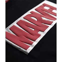 Pine Kids Marvel Terry Knit Half Sleeves Oversized Light Weight T-Shirt With Marvel Graphics - Black