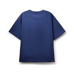 Pine Kids Marvel Terry Knit Half Sleeves Oversized Light Weight Terry T-Shirt With Marvel Text Embossing With Foil Print Detailing - Navy Blue