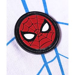 Pine Kids Marvel Terry Knit Drop Shoulder Sleeves T-Shirt with Spider Man Graphic and Patch - Red
