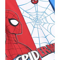 Pine Kids Marvel Terry Knit Drop Shoulder Sleeves T-Shirt with Spider Man Graphic and Patch - Red