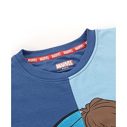 Pine Kids Marvel Terry Knit Half Sleeves Oversized Light Weight T-Shirt With Spiderman Graphics - Blue