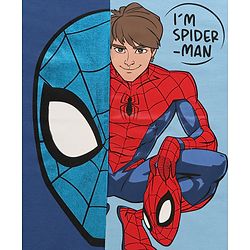 Pine Kids Marvel Terry Knit Half Sleeves Oversized Light Weight T-Shirt With Spiderman Graphics - Blue