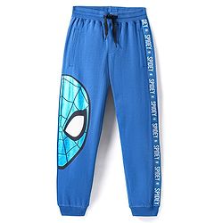Pine Kids Marvel Terry Knit Full Length Lounge Pant with Spider Graphic & Blue Foil Print Detailing - Blue