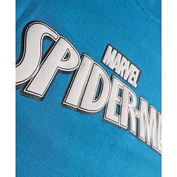 Pine Kids Marvel Terry Knit Half Sleeves Oversized Light Weight T-Shirt With Spiderman Graphics - Blue