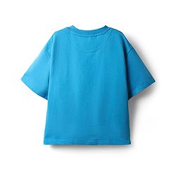 Pine Kids Marvel Terry Knit Half Sleeves Oversized Light Weight T-Shirt With Spiderman Graphics - Blue