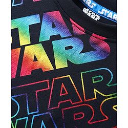 Pine Kids Lucas Terry Knit Half Sleeves Oversized Light Weight T-Shirt With Star Wars Graphics & Holographic Print - Black