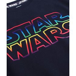 Pine Kids Lucas Terry Knit Half Sleeves T-Shirt with Star Wars Graphics & Holographic Effect - Black