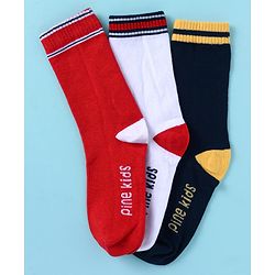 Pine Kids Cotton Knit Ankle Length Color Block Socks Pack Of 3 (Color May Vary)