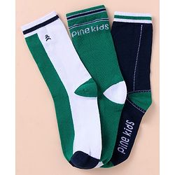 Pine Kids Cotton Knit Ankle Length Color Block Socks Pack Of 3 (Color May Vary)