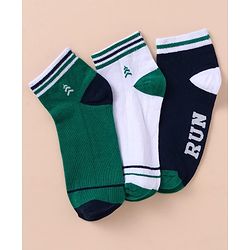 Pine Kids Cotton Knit Ankle Length Color Block Socks Pack Of 3 (Color May Vary)