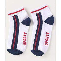 Pine Kids Knit Ankle Length Socks with Brand Name Design & Stripes Pack of 3 (Color May Vary)