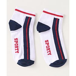 Pine Kids Knit Ankle Length Socks with Brand Name Design & Stripes Pack of 3 (Color May Vary)