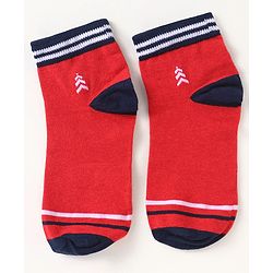 Pine Kids Knit Ankle Length Socks with Brand Name Design & Stripes Pack of 3 (Color May Vary)
