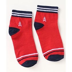 Pine Kids Knit Ankle Length Socks with Brand Name Design & Stripes Pack of 3 (Color May Vary)