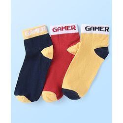 Pine Kids Knit Ankle Length Socks With Gamer Design Pack of 3 (Colour May Vary)