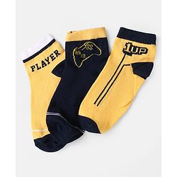 Pine Kids Knit Ankle Length Socks with Text Design Pack of 3 (Color May Vary)