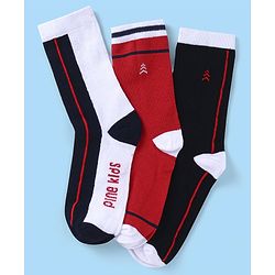 Pine Kids Cotton Knit Ankle Length Color Block Socks Pack Of 3 (Color May Vary)