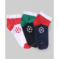 Pine Kids Knit Ankle Length Socks with Stars Design & Color Block Pack of 3 (Color May Vary)