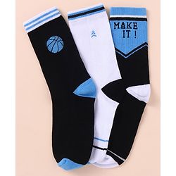 Pine Kids Cotton Knit Ankle Length Color Block Sport Theme Socks Pack Of 3 (Color May Vary)