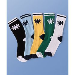 Pine Kids Knit Ankle Length Socks with Star Design Pack of 5 (Color May Vary)