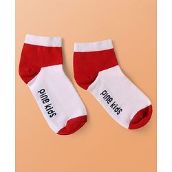 Pine Kids Knit Ankle Length Cut & Sew Color Block Socks with Brand Name Design Pack of 5 (Color May Vary)