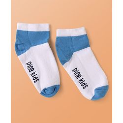 Pine Kids Knit Ankle Length Cut & Sew Color Block Socks with Brand Name Design Pack of 5 (Color May Vary)