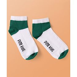 Pine Kids Knit Ankle Length Cut & Sew Color Block Socks with Brand Name Design Pack of 5 (Color May Vary)