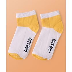 Pine Kids Knit Ankle Length Cut & Sew Color Block Socks with Brand Name Design Pack of 5 (Color May Vary)
