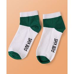 Pine Kids Knit Ankle Length Cut & Sew Color Block Socks with Brand Name Design Pack of 5 (Color May Vary)