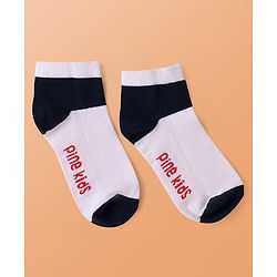 Pine Kids Knit Ankle Length Cut & Sew Color Block Socks with Brand Name Design Pack of 5 (Color May Vary)