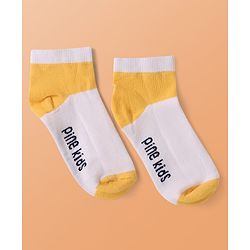 Pine Kids Knit Ankle Length Cut & Sew Color Block Socks with Brand Name Design Pack of 5 (Color May Vary)