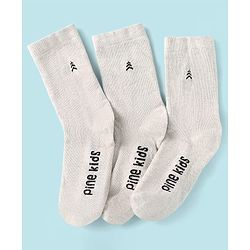 Pine Kids Knit Ankle Length Socks with Brand Name Design Pack of 3 (Color May Vary)