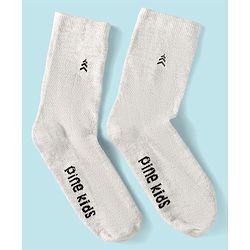Pine Kids Knit Ankle Length Socks with Brand Name Design Pack of 3 (Color May Vary)