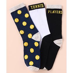 Pine Kids Cotton Knit Ankle Length Sport Theme Socks Pack Of 3 (Color May Vary)