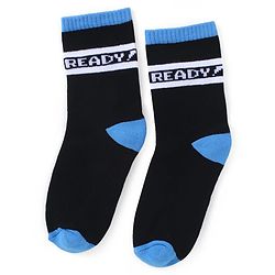 Pine Kids Cotton Knit Socks with Text Print Pack of 3 - Blue Red & Black
