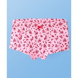Pine Kids Cotton Lycra Knit Panties with Floral Print  & Bow Applique Pack of 3 (Colour May Vary )