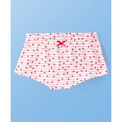 Pine Kids Cotton Lycra Knit Panties with Floral Print  & Bow Applique Pack of 3 (Colour May Vary )