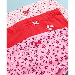 Pine Kids Cotton Lycra Knit Panties with Floral Print  & Bow Applique Pack of 3 (Colour May Vary )