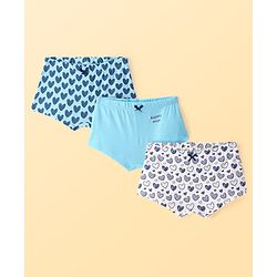 Pine Kids Cotton Lycra Knit Hipster Panties with Hearts Print & Bow Applique Pack of 3 (Colour May Vary)