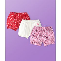 Pine Kids Cotton Lycra Knit Bloomer with Heart & Floral Print Pack of 3 - ( Color May Vary )