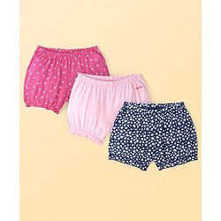 Pine Kids Cotton Lycra Knit Bloomer with Floral Print Pack of 3 - ( Color May Vary )