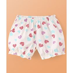Pine Kids Cotton Lycra Knit Bloomers With Hearts Print Pack Of 3 (Colour May Vary)