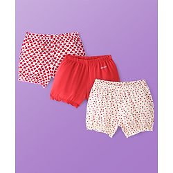 Pine Kids Cotton Lycra Knit Bloomer with Heart & Floral Print Pack of 3 - ( Color May Vary )