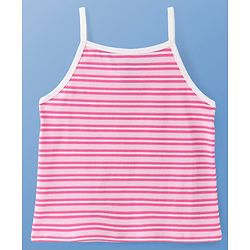 Pine Kids Cotton Lycra Sleeveless Solid Slips With Stripes & Polka Dot Print Pack of 3 (Color May Vary)