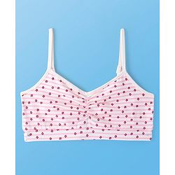 Pine Kids Cotton Sleeveless Bralettes With Floral Print Pack of 3 (Colour May Vary)