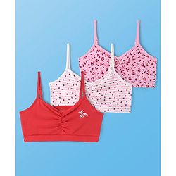 Pine Kids Cotton Sleeveless Bralettes With Floral Print Pack of 3 (Colour May Vary)