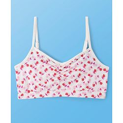 Pine Kids Cotton Knit Sleeveless Bralettes With Floral Print Pack of 3 (Colour May Vary)