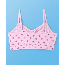 Pine Kids Cotton Knit Sleeveless Bralettes With Floral Print Pack of 3 (Colour May Vary)